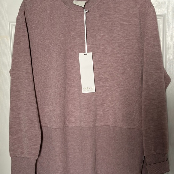 NWT Varley Anthropologie Lowry Longline Double soft Sweatshirt light mauve s - Picture 6 of 6